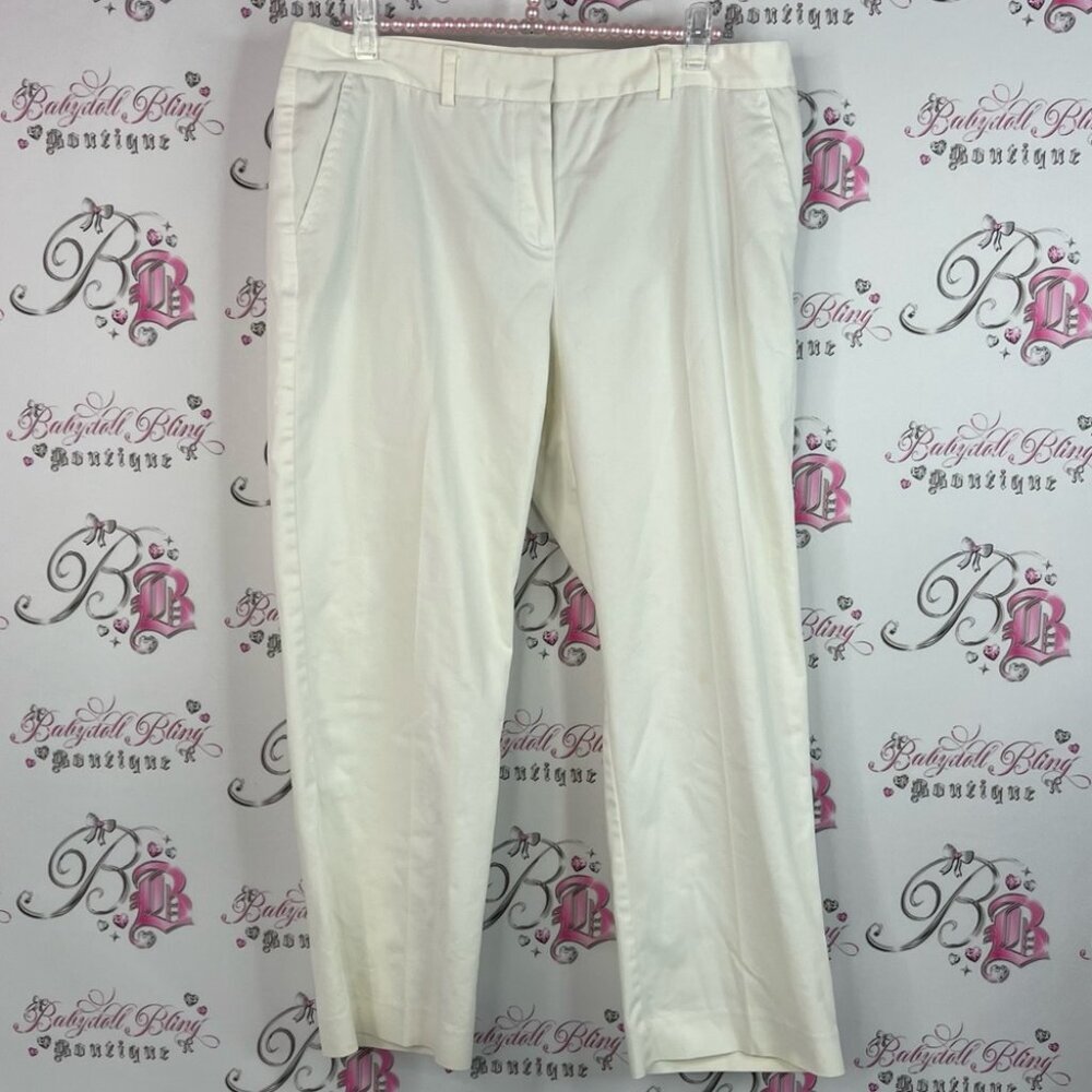 Tahari pants cream White Tan Trousers pockets on back dress pants belt loops